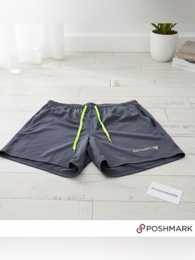 Jed North Men’s Gray Athletic Training Shorts Neon Green Size Large